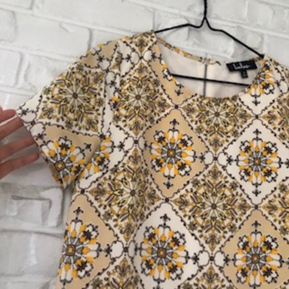 Lulu's Yellow Floral Bandana Sheath Mini Dress S - Picture 4 of 8